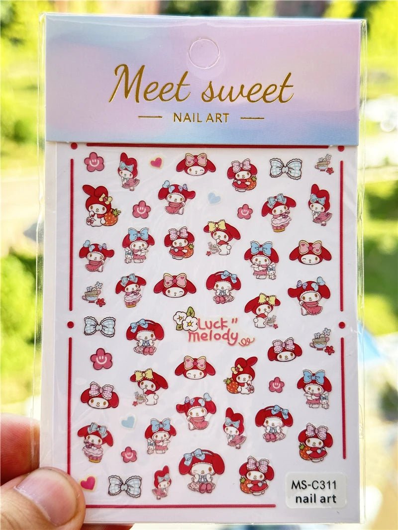 4PCS/1PC Set 3D Kawaii Sanrioed Nail Stickers,Hello Kitty Kuromi Melody Cartoon Nail Decals Decoration Supplies,Press on Nails - Hands of Hope