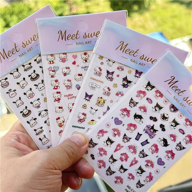 4PCS/1PC Set 3D Kawaii Sanrioed Nail Stickers,Hello Kitty Kuromi Melody Cartoon Nail Decals Decoration Supplies,Press on Nails - Hands of Hope