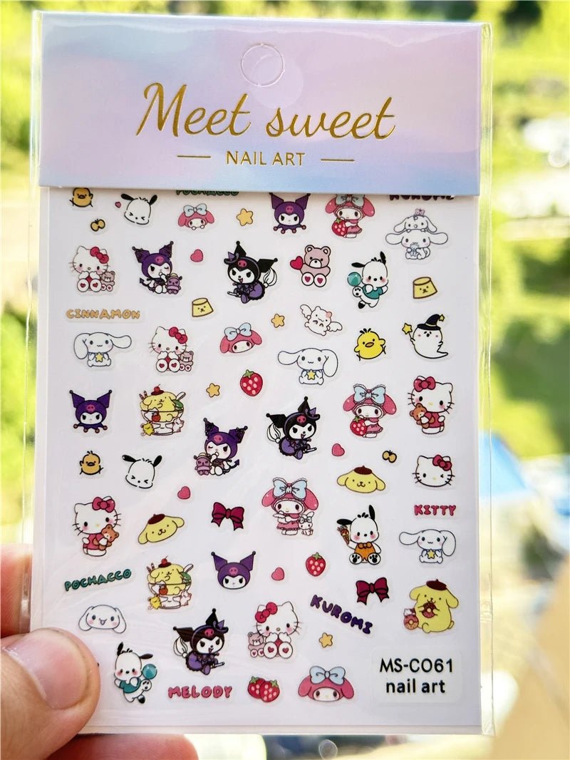 4PCS/1PC Set 3D Kawaii Sanrioed Nail Stickers,Hello Kitty Kuromi Melody Cartoon Nail Decals Decoration Supplies,Press on Nails - Hands of Hope