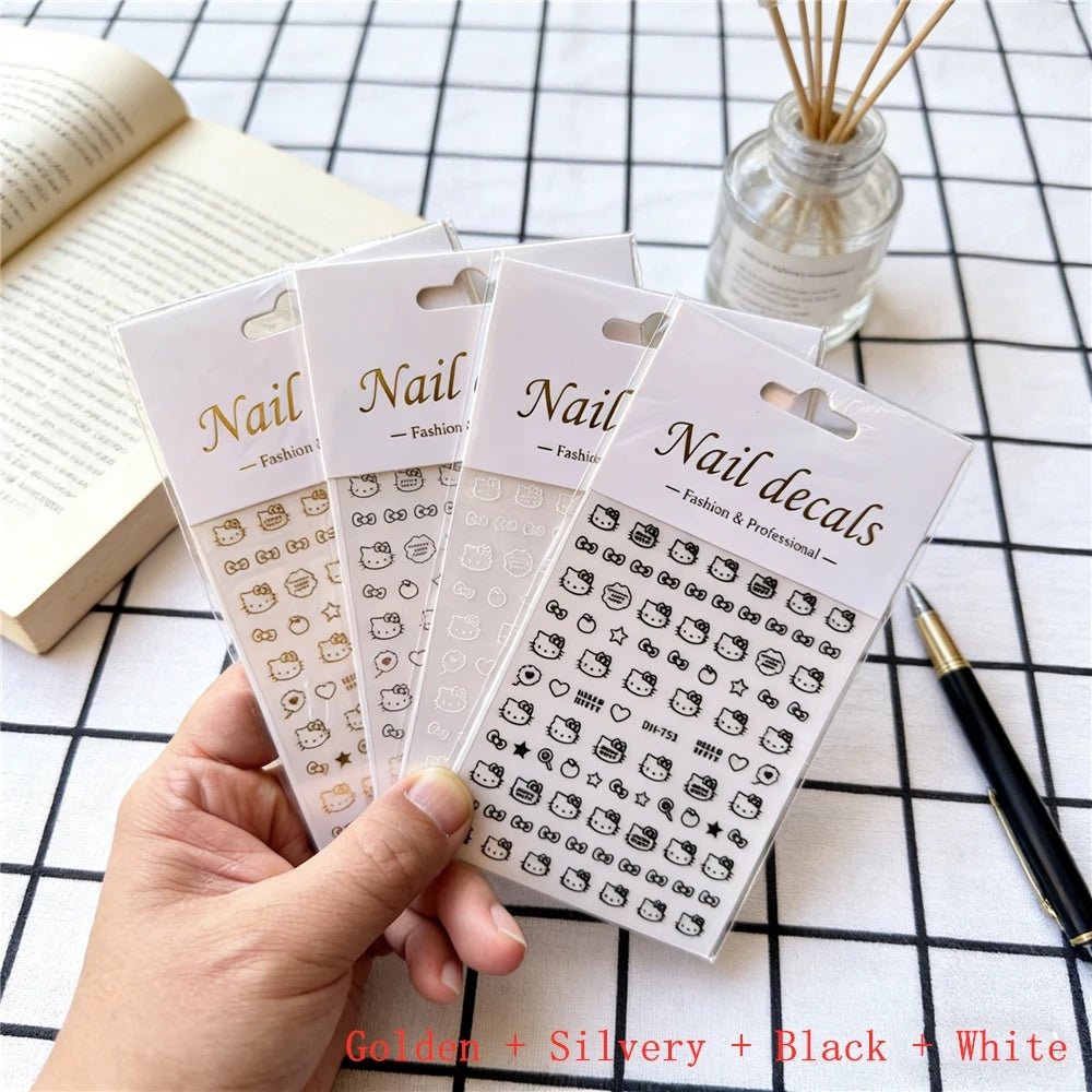 4PCS/1PC Set 3D Kawaii Sanrioed Nail Stickers,Hello Kitty Kuromi Melody Cartoon Nail Decals Decoration Supplies,Press on Nails - Hands of Hope