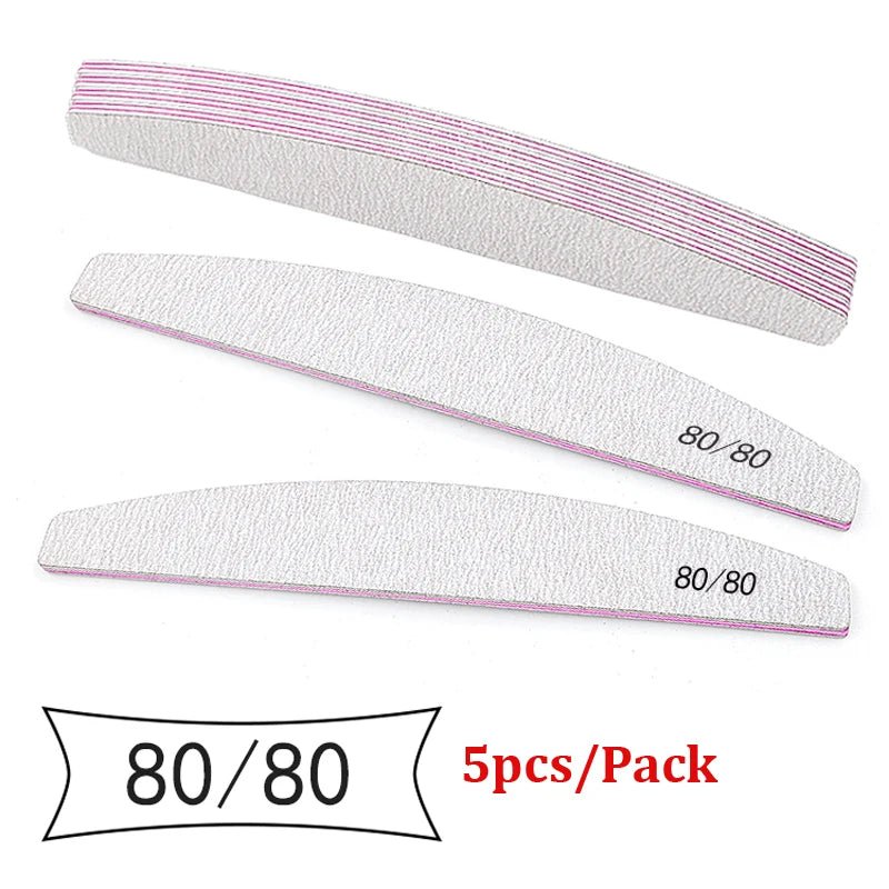 5/25Pcs/Lot Nail File Mix Color 80/100/150/180/240 Grit Professional Sandpaper Cuticle Remover Buffer Files Manicure Tool Set - Hands of Hope