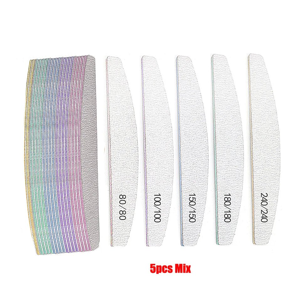 5/25Pcs/Lot Nail File Mix Color 80/100/150/180/240 Grit Professional Sandpaper Cuticle Remover Buffer Files Manicure Tool Set - Hands of Hope