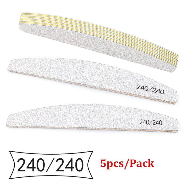 5/25Pcs/Lot Nail File Mix Color 80/100/150/180/240 Grit Professional Sandpaper Cuticle Remover Buffer Files Manicure Tool Set - Hands of Hope