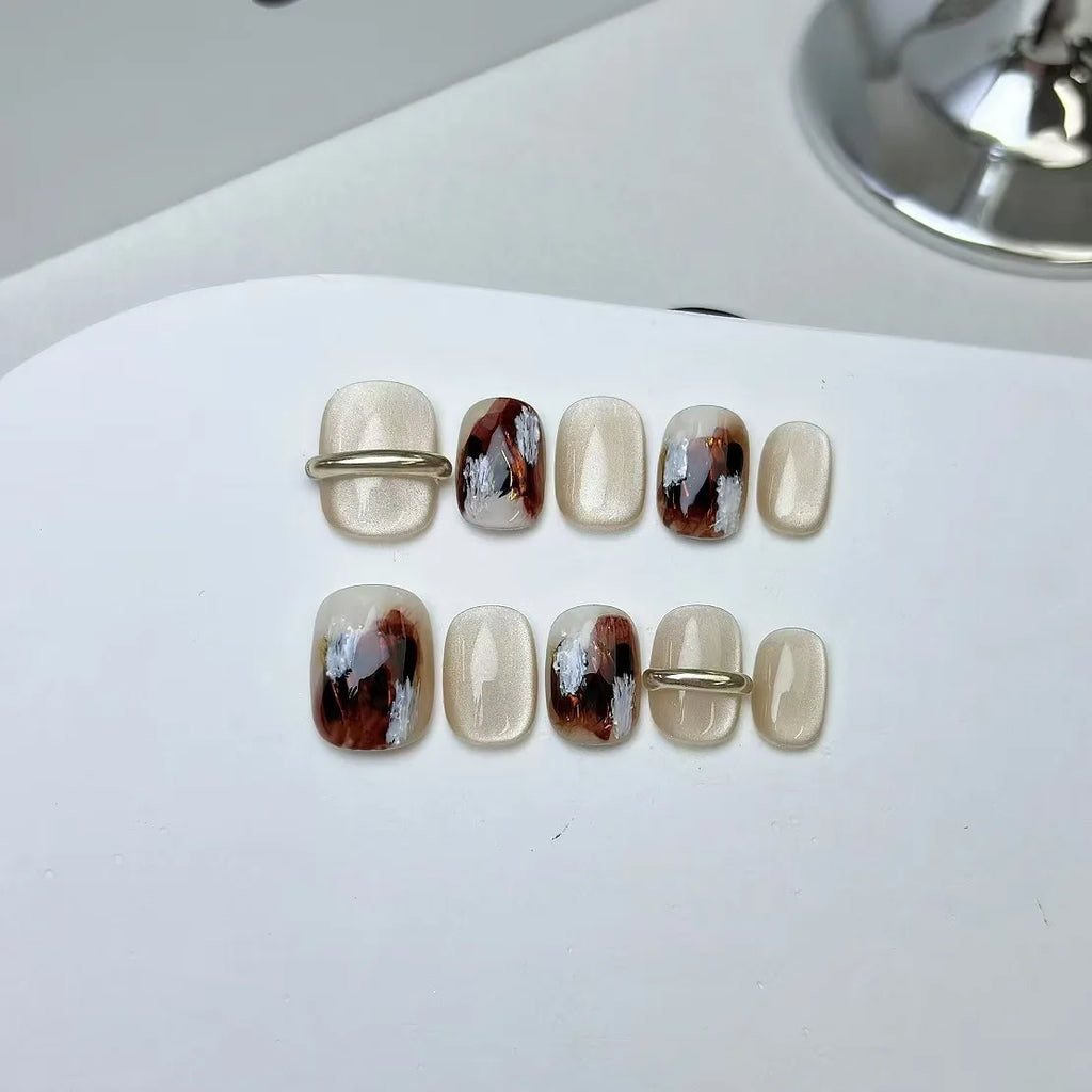 10pcs Love Cat Eye Handmade Press on Nails Simple Fake Nails False Nails Short Artificial Nail Накладные Ногти Uñas Postizas 네일팁