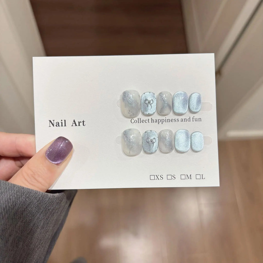 10pcs Love Cat Eye Handmade Press on Nails Simple Fake Nails False Nails Short Artificial Nail Накладные Ногти Uñas Postizas 네일팁