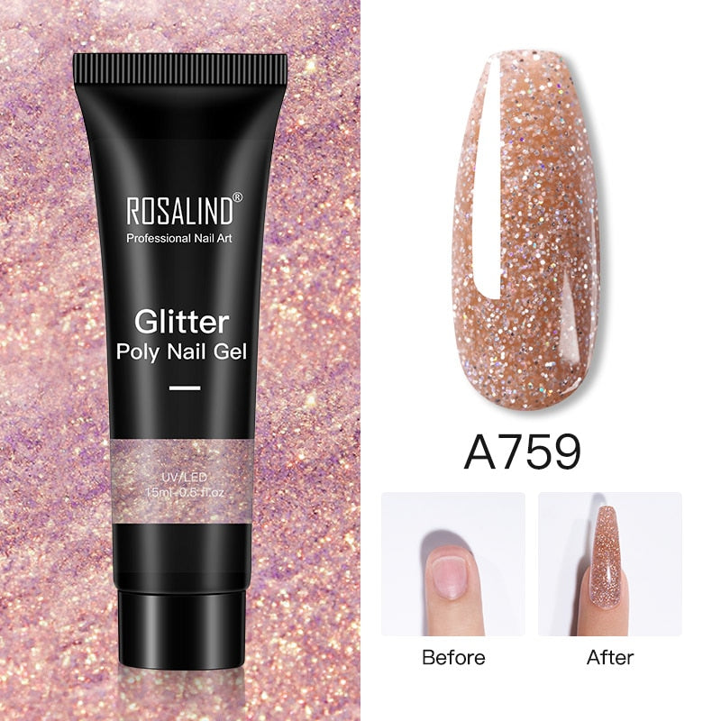 ROSALIND Glitter Poly Nail Gel 15ml
