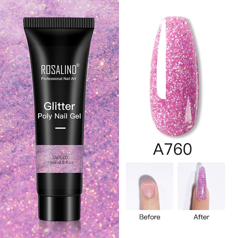 ROSALIND Glitter Poly Nail Gel 15ml