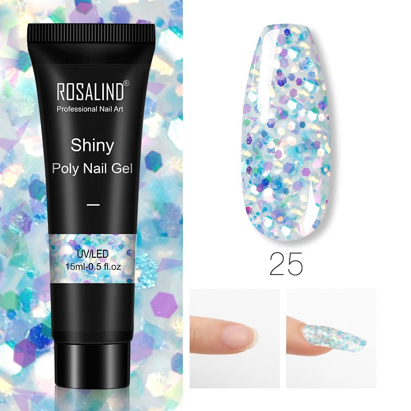 ROSALIND Glitter Poly Nail Gel 15ml