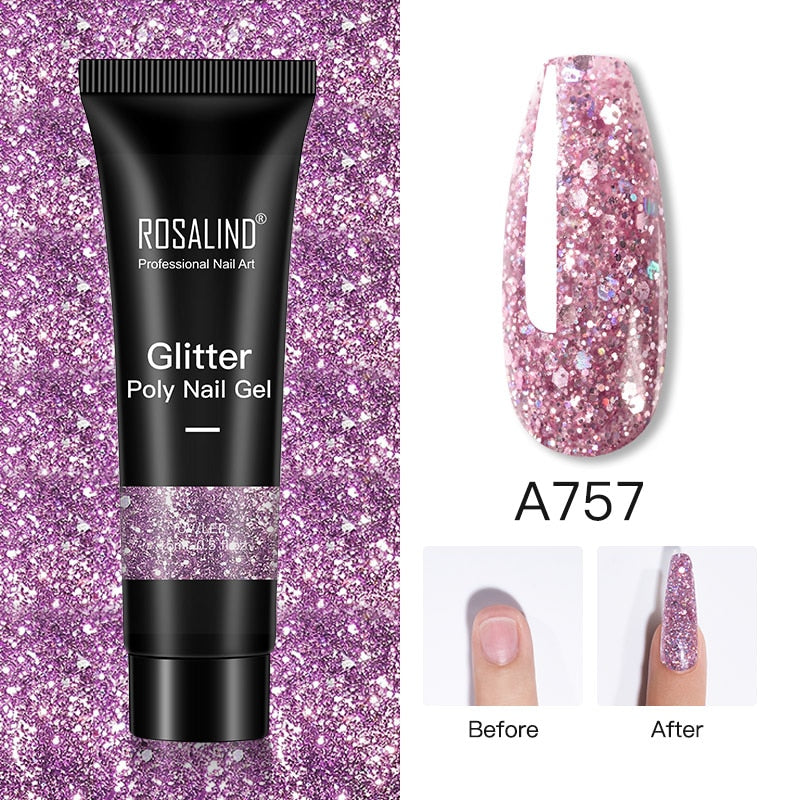 ROSALIND Glitter Poly Nail Gel 15ml