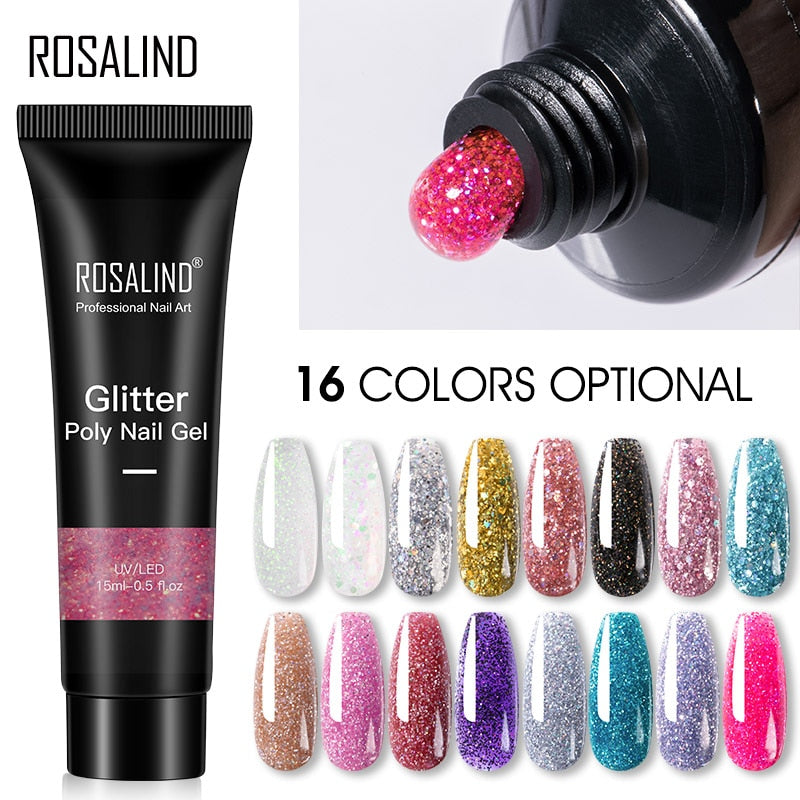 ROSALIND Glitter Poly Nail Gel 15ml