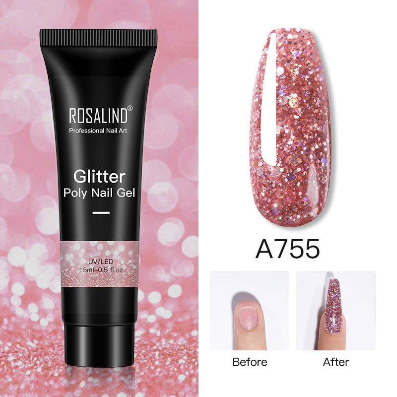 ROSALIND Glitter Poly Nail Gel 15ml