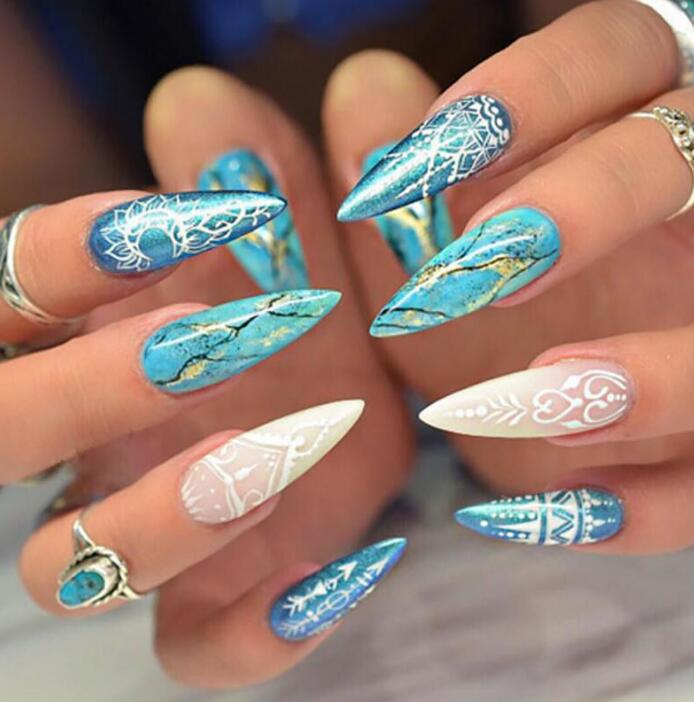 *UNPAINTED* Nail Art Tips Press on Long Coffin UNPAINTED