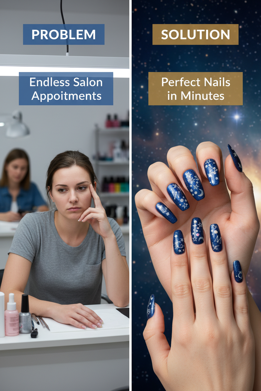 Hand crafted reusable premade manicure set- Blue Moon Design