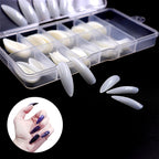 100pcs Press on Long Ballerina Clear/Natural/white Coffin Nails