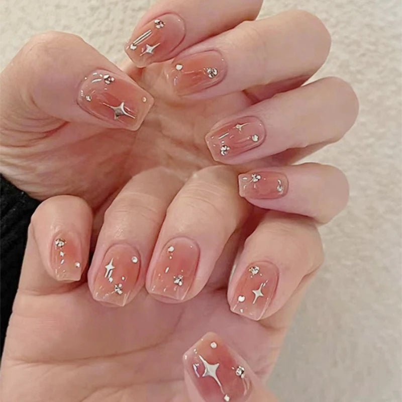 Blush Pink False Nails Bowknot Diamond Pearl 3D Design Press on Nail Tips with Harmless Smooth Edge Nails Woman DIY Fake Nails - Hands of Hope