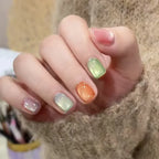 24Pcs  Gradient Color Cat Eye Design Nail Set