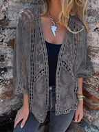 Full Size Embroidered Open Front Cardigan Plus Size - Hands of Hope