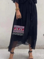 Full Size Flowy Tie Front Midi Dress with Flutter Sleeves Plus Size - Hands of Hope