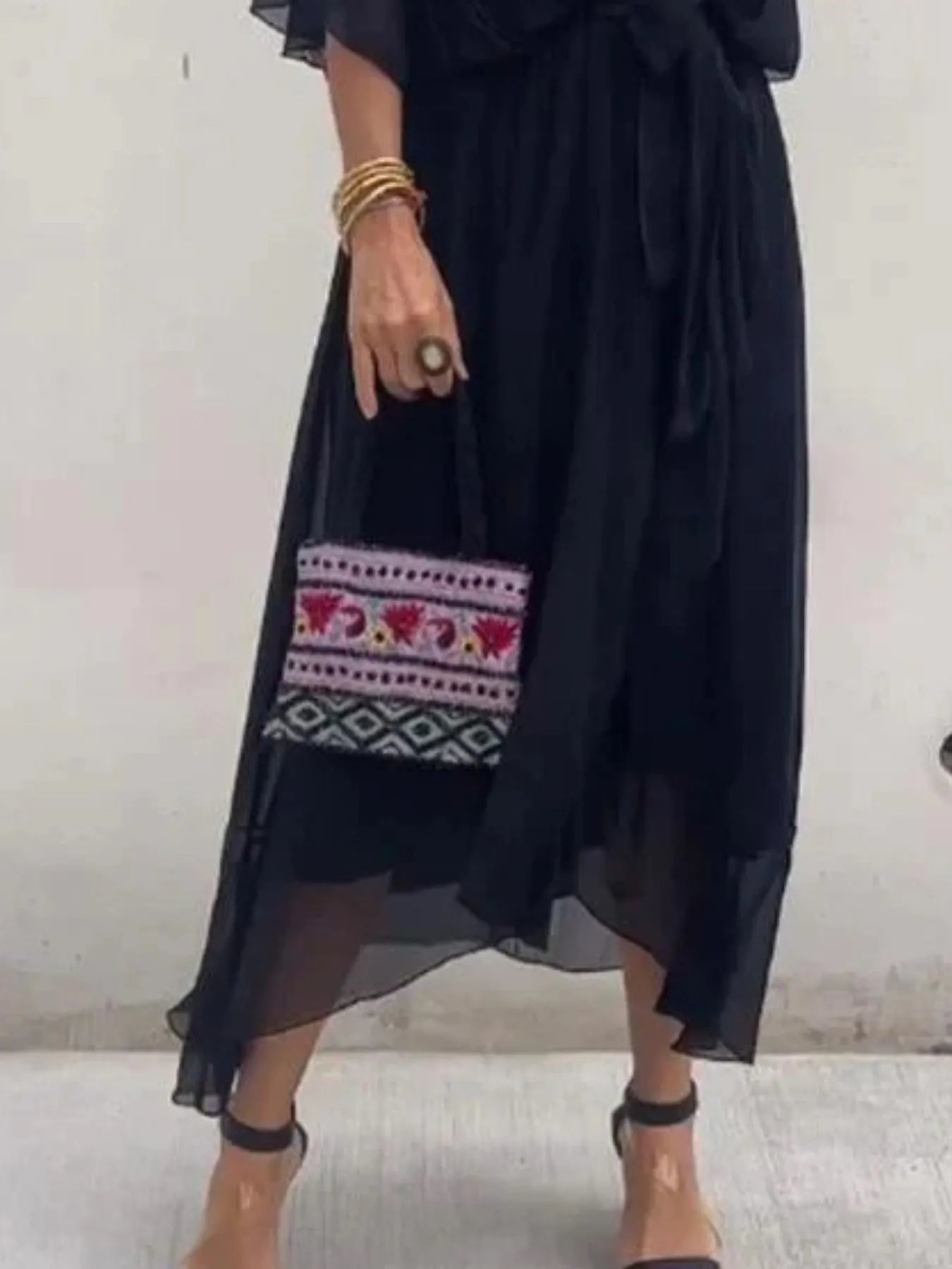 Full Size Flowy Tie Front Midi Dress with Flutter Sleeves Plus Size - Hands of Hope