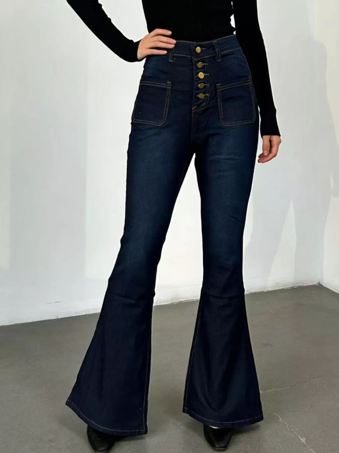 Full Size High - Waisted Button - Fly Flare Jeans Plus Size - Hands of Hope