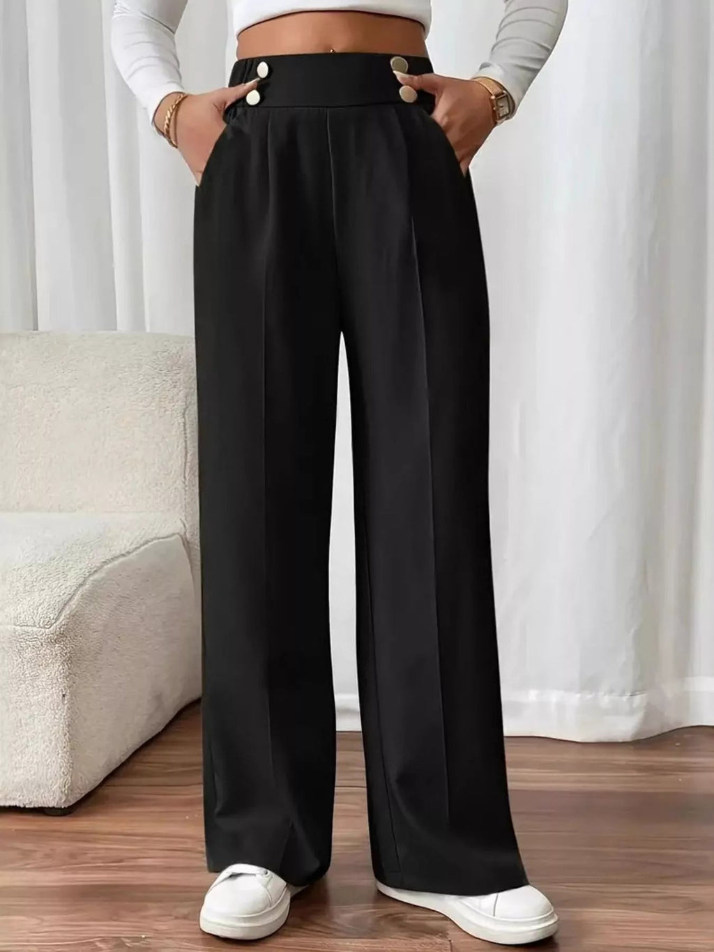 Full Size High - Waisted Wide - Leg Pants Plus Size - Hands of Hope