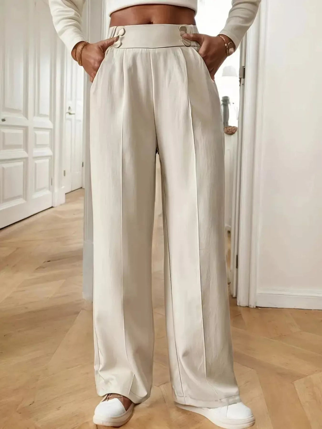 Full Size High - Waisted Wide - Leg Pants Plus Size - Hands of Hope