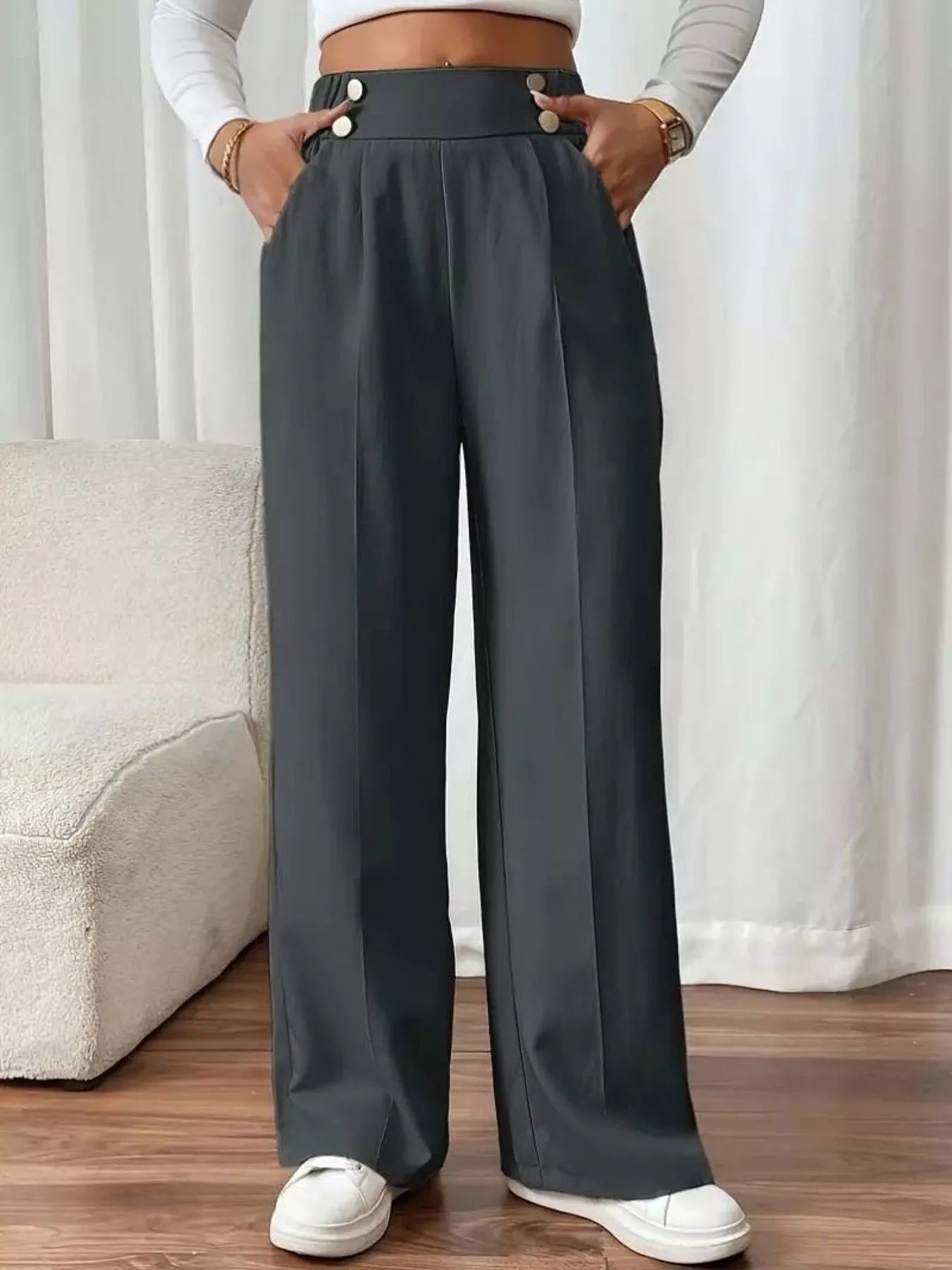 Full Size High - Waisted Wide - Leg Pants Plus Size - Hands of Hope