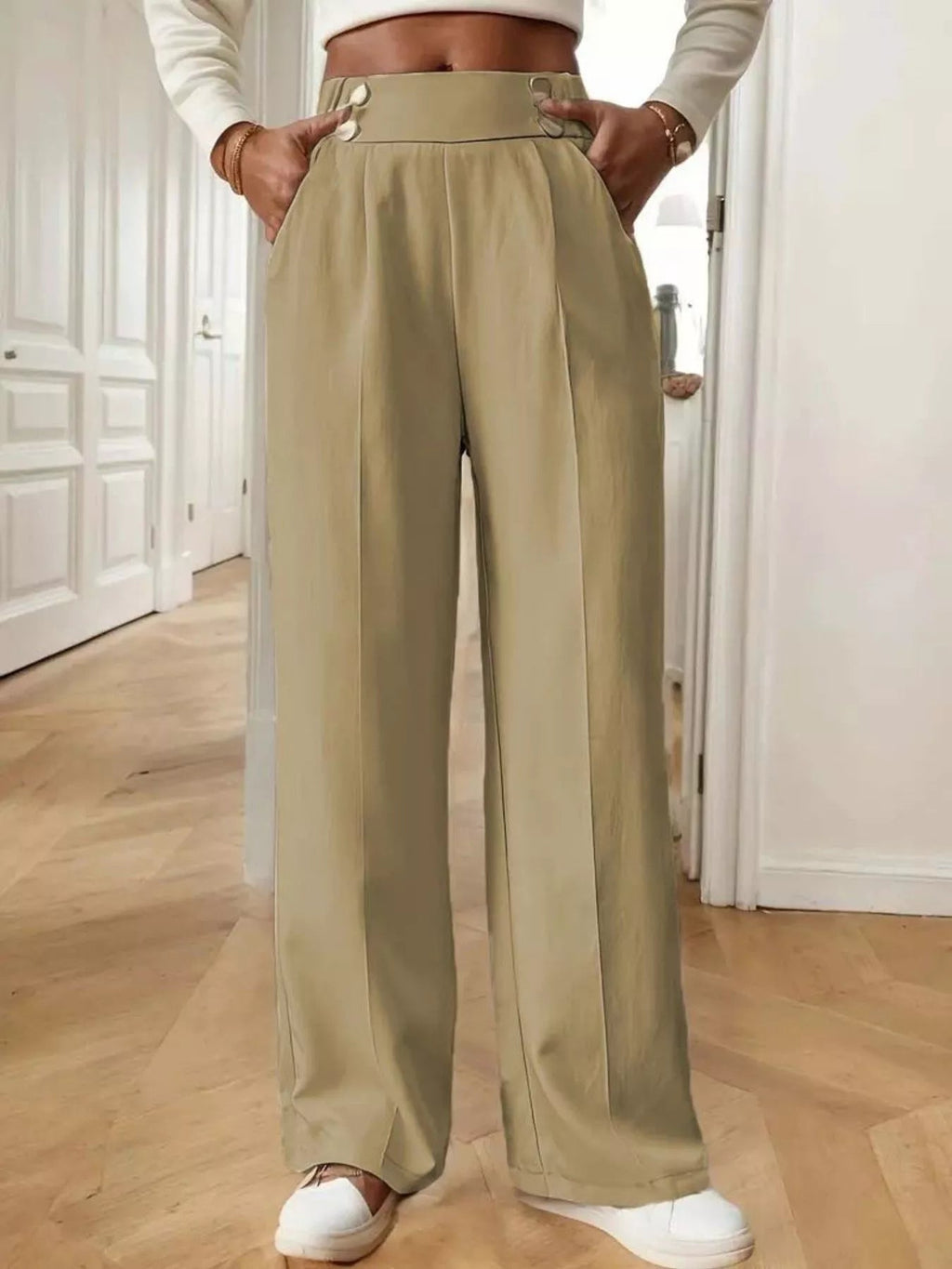 Full Size High - Waisted Wide - Leg Pants Plus Size - Hands of Hope
