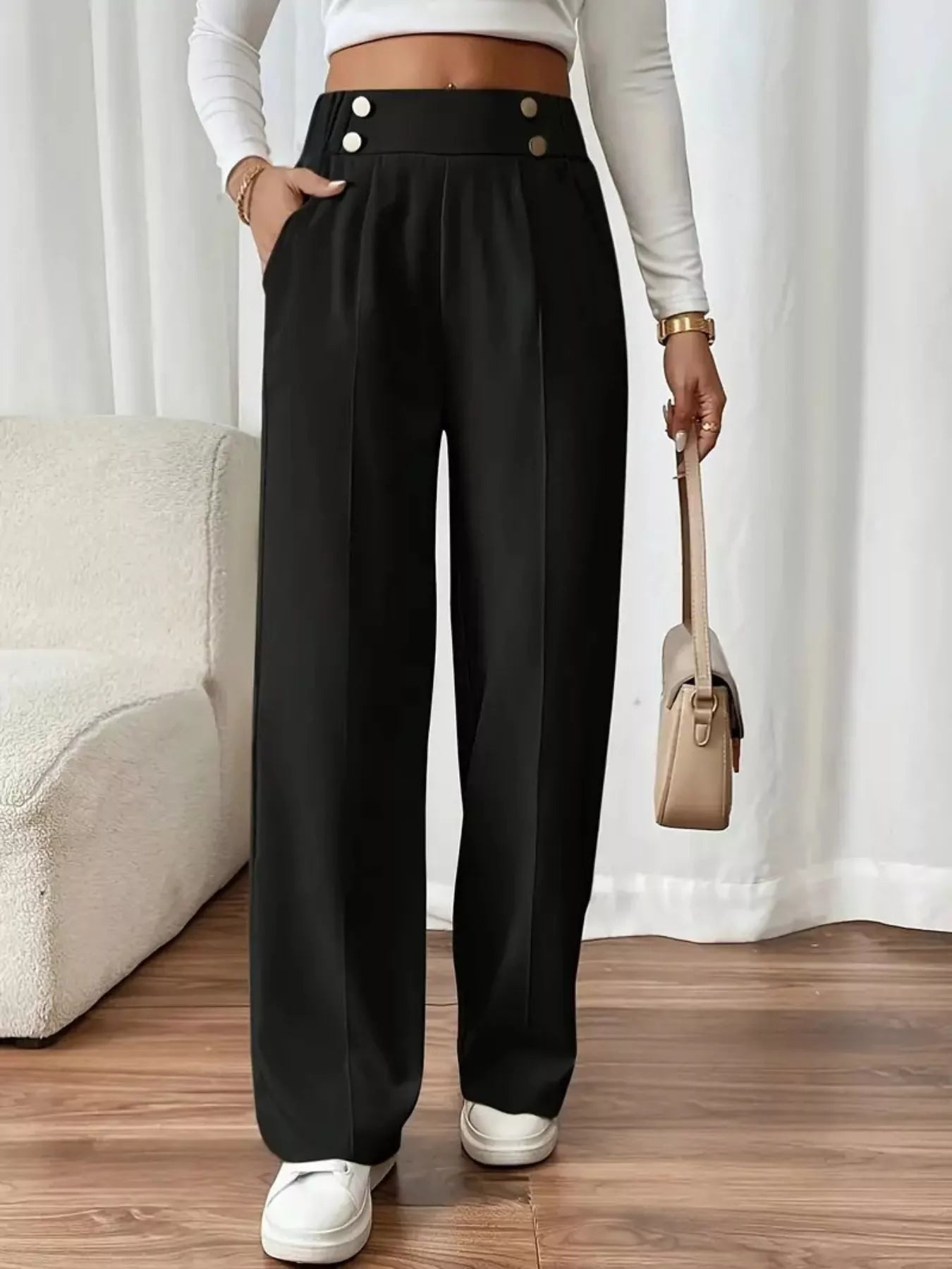 Full Size High - Waisted Wide - Leg Pants Plus Size - Hands of Hope