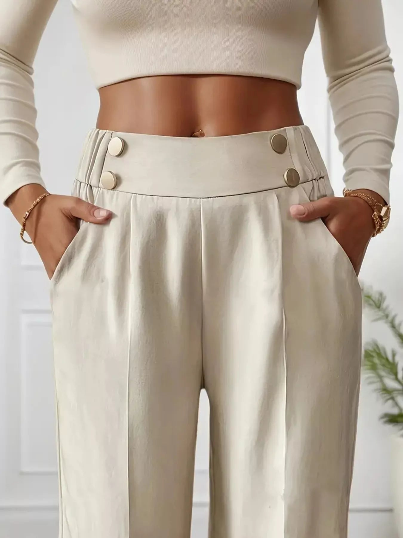 Full Size High - Waisted Wide - Leg Pants Plus Size - Hands of Hope