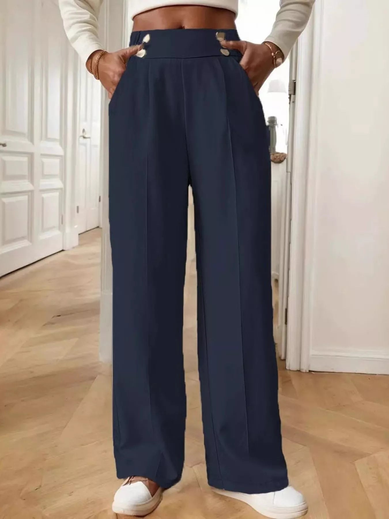 Full Size High - Waisted Wide - Leg Pants Plus Size - Hands of Hope