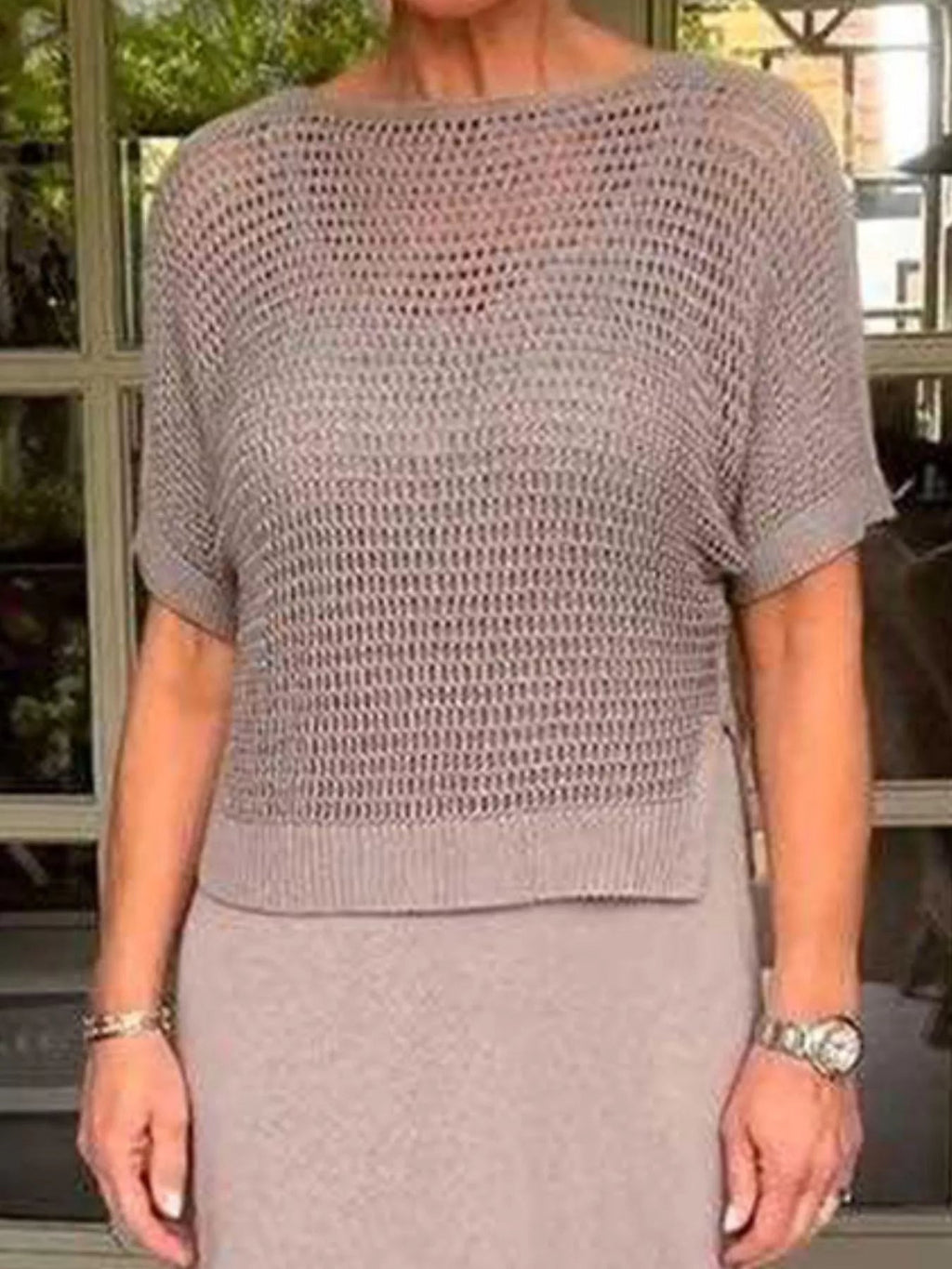 Full Size Openwork Knit Cover Up and Dress Set Plus Size - Hands of Hope