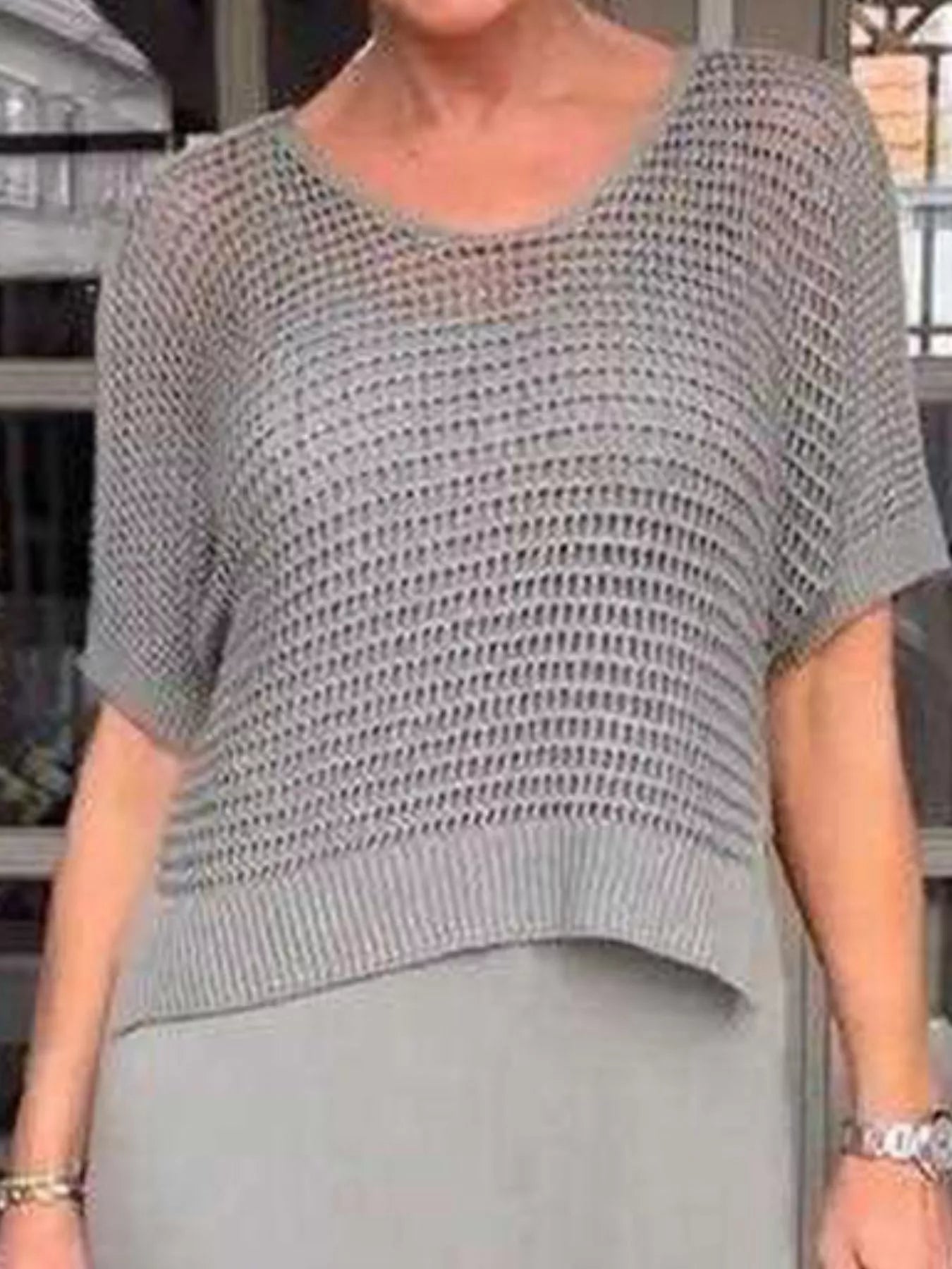 Full Size Openwork Knit Cover Up and Dress Set Plus Size - Hands of Hope