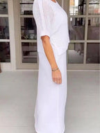 Full Size Openwork Knit Cover Up and Dress Set Plus Size - Hands of Hope