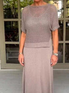 Full Size Openwork Knit Cover Up and Dress Set Plus Size - Hands of Hope