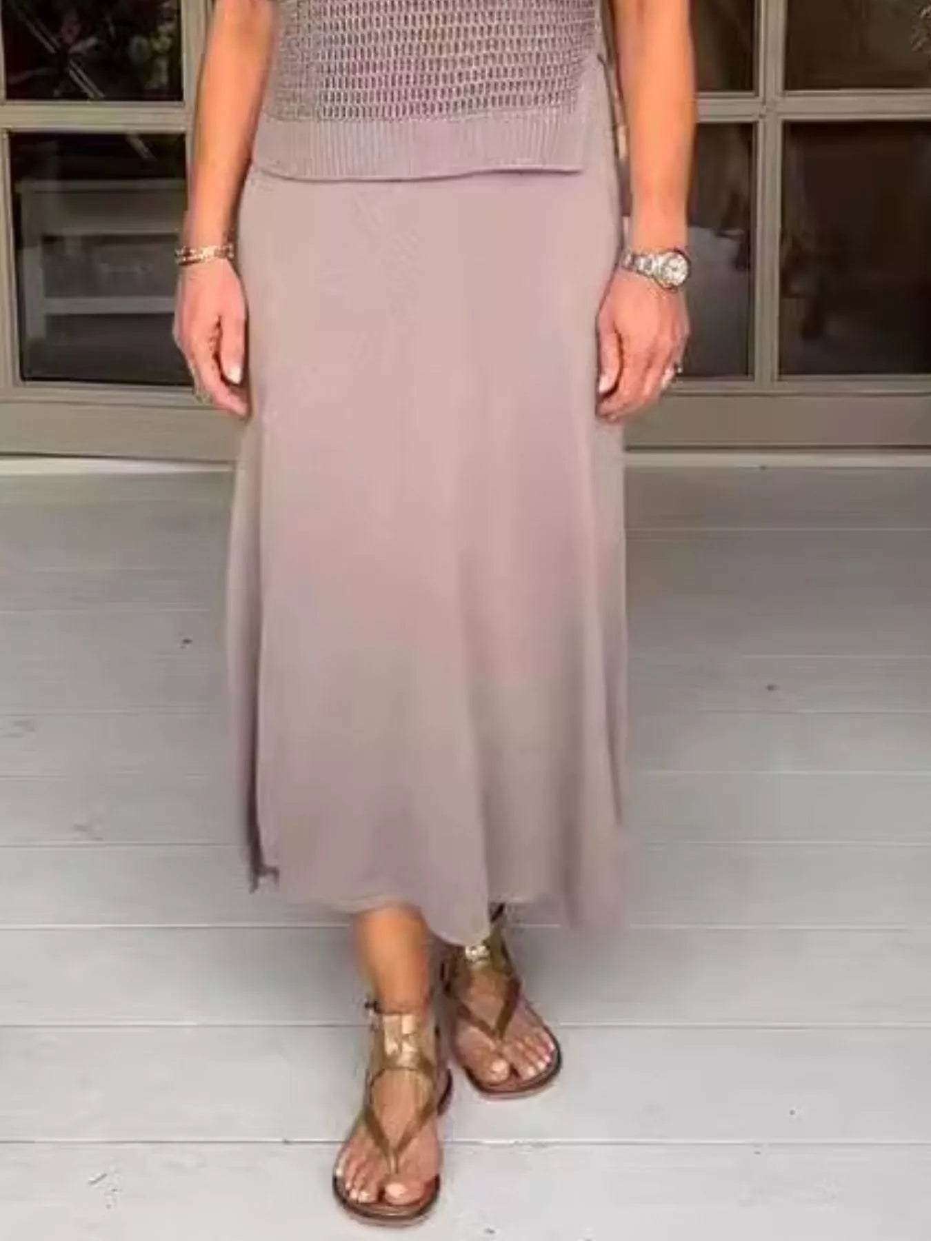 Full Size Openwork Knit Cover Up and Dress Set Plus Size - Hands of Hope