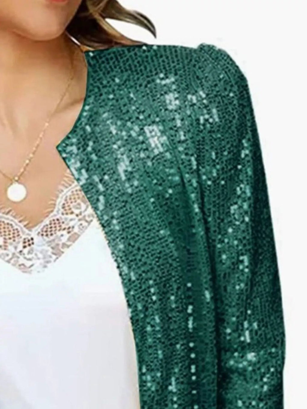 Full Size Sequin Long Sleeve Jacket Plus Size - Hands of Hope
