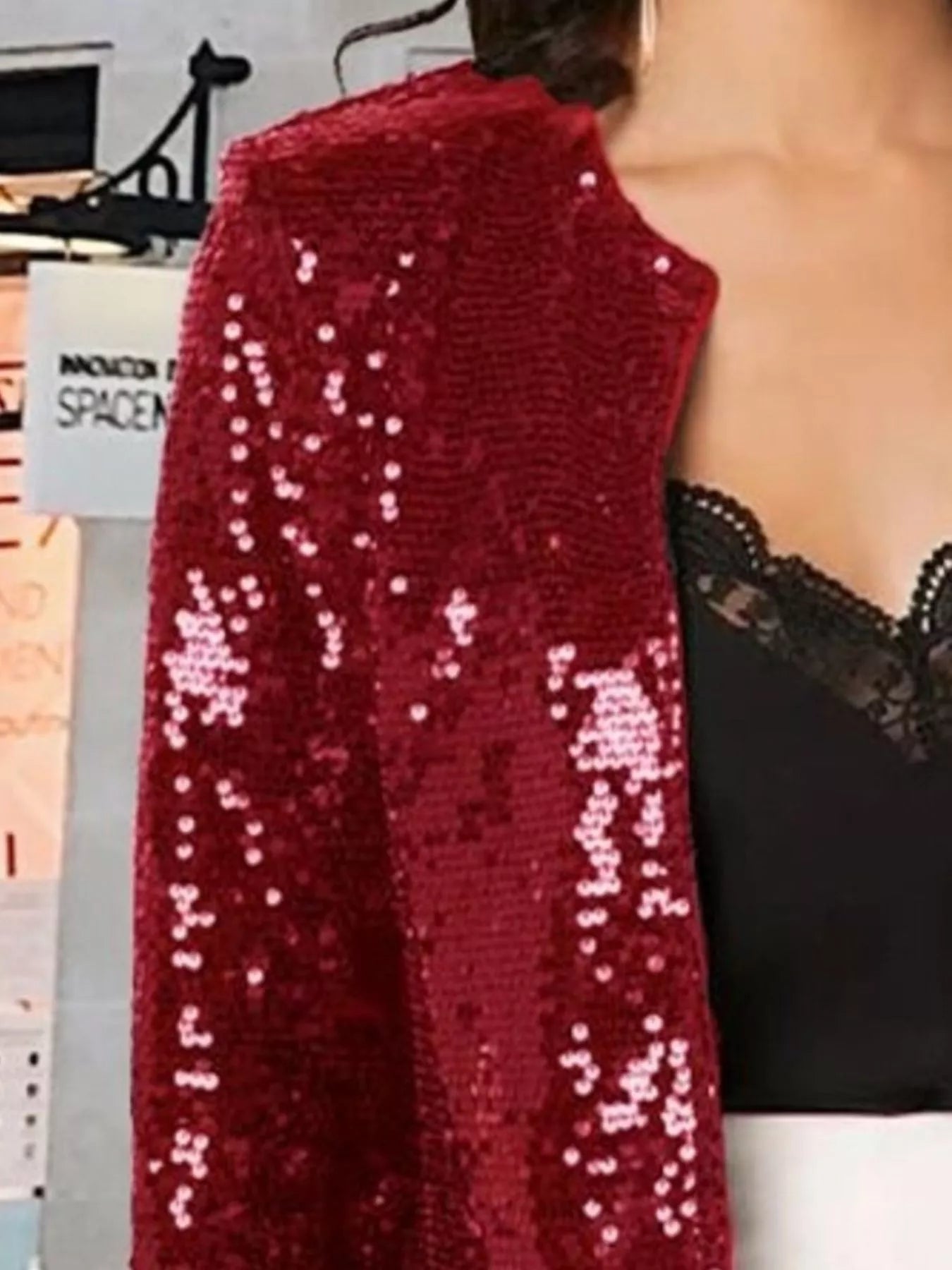 Full Size Sequin Long Sleeve Jacket Plus Size - Hands of Hope