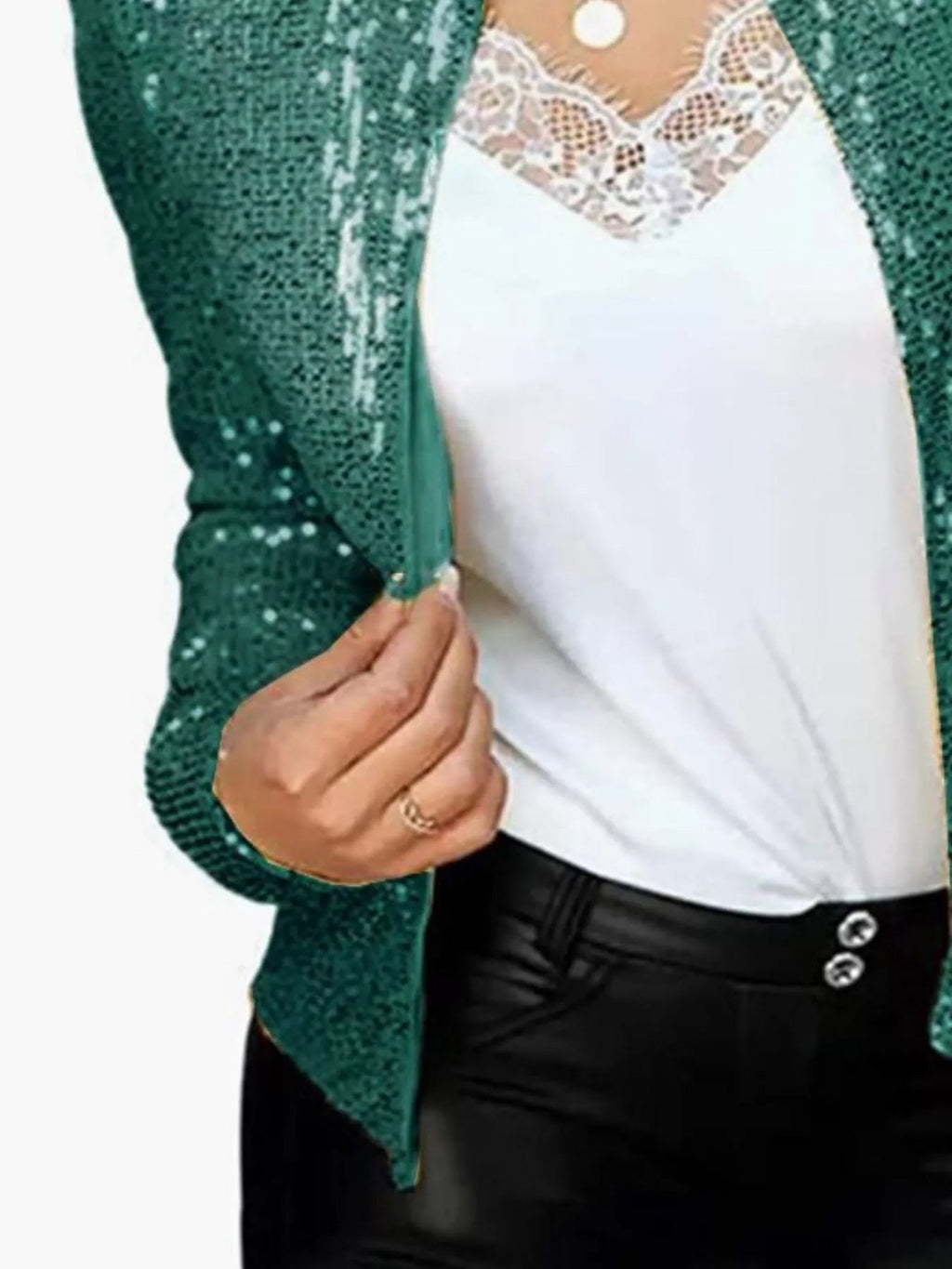 Full Size Sequin Long Sleeve Jacket Plus Size - Hands of Hope