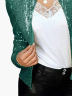 Full Size Sequin Long Sleeve Jacket Plus Size - Hands of Hope