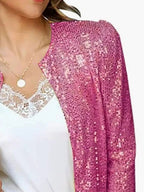 Full Size Sequin Long Sleeve Jacket Plus Size - Hands of Hope