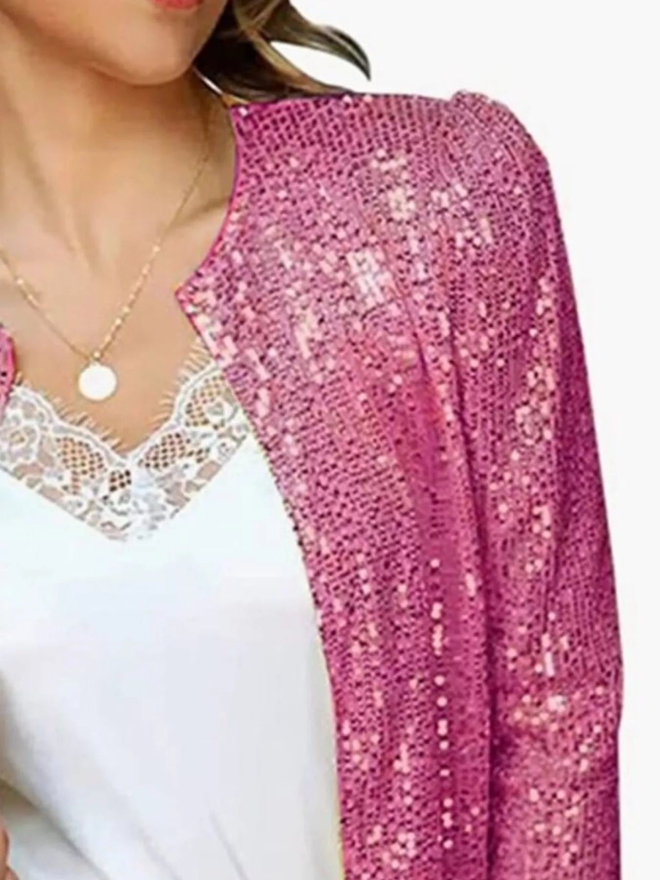 Full Size Sequin Long Sleeve Jacket Plus Size - Hands of Hope