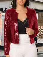 Full Size Sequin Long Sleeve Jacket Plus Size - Hands of Hope