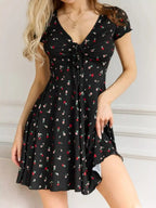 Full Size Tie Front V - Neck Mini Dress Plus Size - Hands of Hope