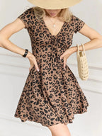 Full Size Tie Front V - Neck Mini Dress Plus Size - Hands of Hope