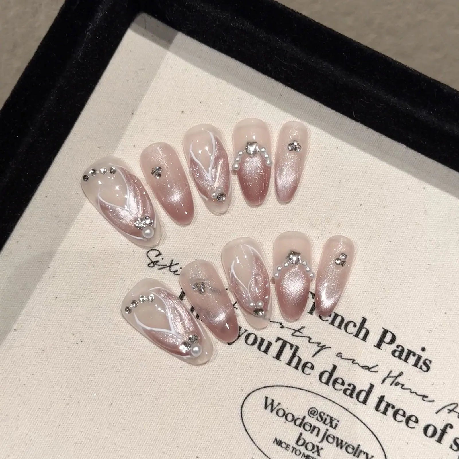 Handmade Press on Nails Blue Aurora Mermaid Fake Nail Patches Wearable Detachable French Pearl Almond False Nail Tips 10pcs - Hands of Hope