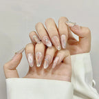 Handmade Press on Nails Blue Aurora Mermaid Fake Nail Patches Wearable Detachable French Pearl Almond False Nail Tips 10pcs - Hands of Hope