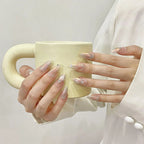 Handmade Press on Nails Blue Aurora Mermaid Fake Nail Patches Wearable Detachable French Pearl Almond False Nail Tips 10pcs - Hands of Hope