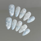 Handmade Press on Nails with Cute Bear Paw Design Light Blue Fake Nails Full Cover Wearable Sweet Korean Almond False Nail Tips - Hands of Hope