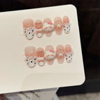 Handmade Press on Nails with Cute Bear Paw Design Light Blue Fake Nails Full Cover Wearable Sweet Korean Almond False Nail Tips - Hands of Hope